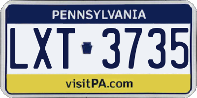 PA license plate LXT3735