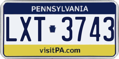 PA license plate LXT3743