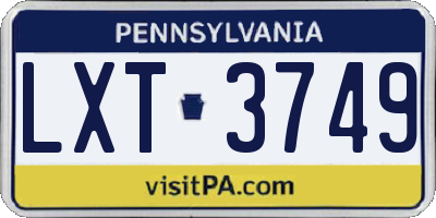 PA license plate LXT3749