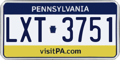 PA license plate LXT3751
