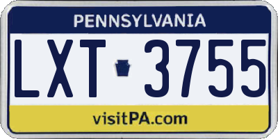 PA license plate LXT3755