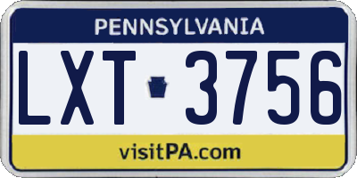 PA license plate LXT3756