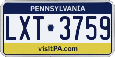PA license plate LXT3759