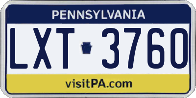 PA license plate LXT3760