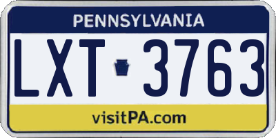 PA license plate LXT3763