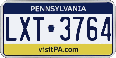 PA license plate LXT3764