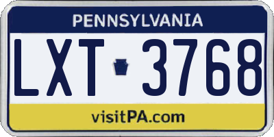 PA license plate LXT3768