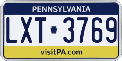 PA license plate LXT3769