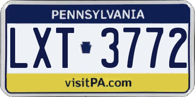 PA license plate LXT3772