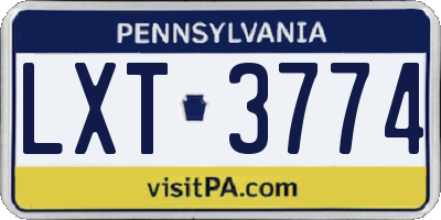 PA license plate LXT3774