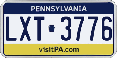 PA license plate LXT3776