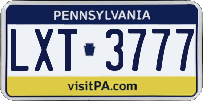 PA license plate LXT3777