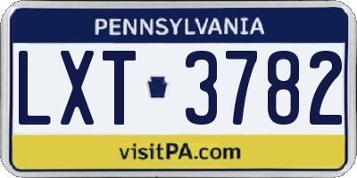 PA license plate LXT3782