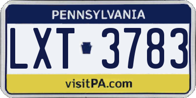 PA license plate LXT3783