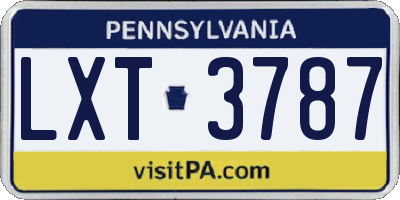 PA license plate LXT3787