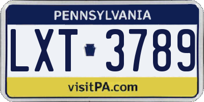 PA license plate LXT3789