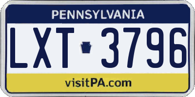 PA license plate LXT3796