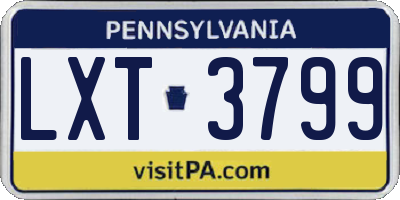 PA license plate LXT3799