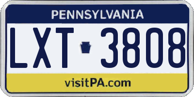 PA license plate LXT3808