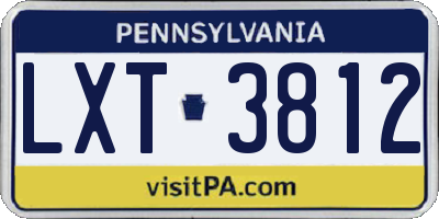 PA license plate LXT3812