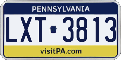 PA license plate LXT3813