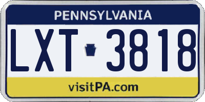 PA license plate LXT3818