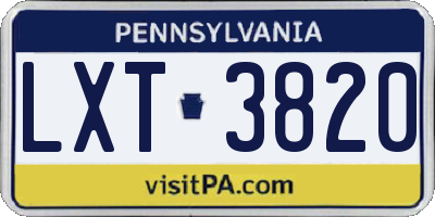 PA license plate LXT3820