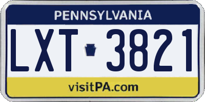 PA license plate LXT3821