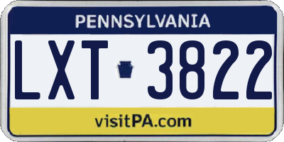 PA license plate LXT3822