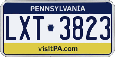 PA license plate LXT3823