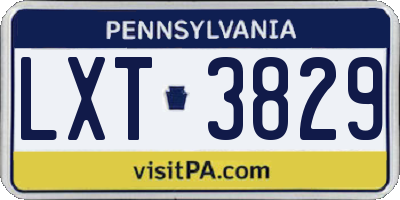 PA license plate LXT3829