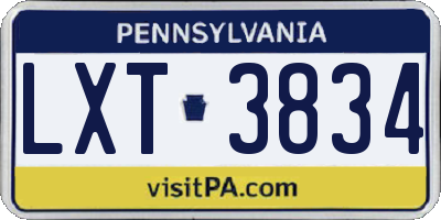 PA license plate LXT3834