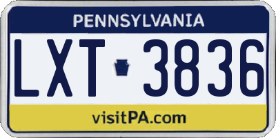 PA license plate LXT3836