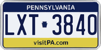 PA license plate LXT3840