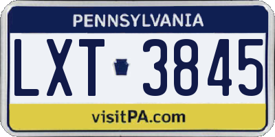 PA license plate LXT3845