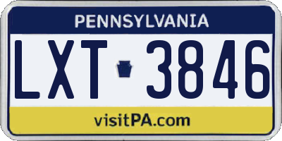 PA license plate LXT3846
