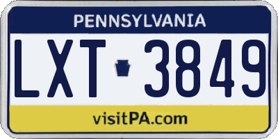 PA license plate LXT3849