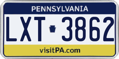 PA license plate LXT3862