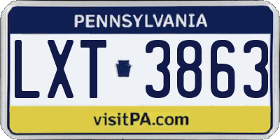 PA license plate LXT3863