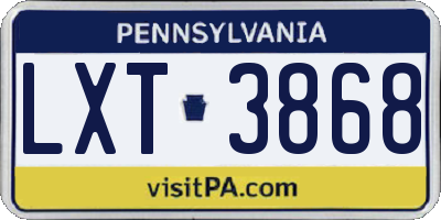 PA license plate LXT3868