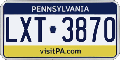 PA license plate LXT3870