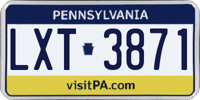PA license plate LXT3871