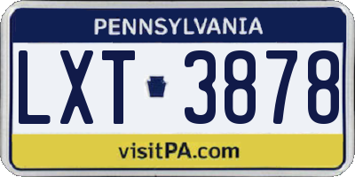 PA license plate LXT3878