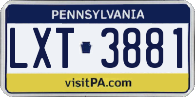 PA license plate LXT3881