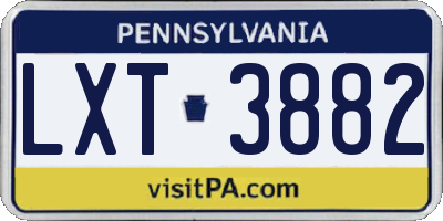PA license plate LXT3882