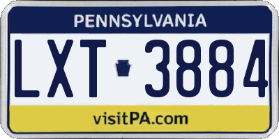 PA license plate LXT3884