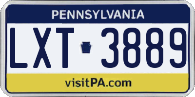 PA license plate LXT3889