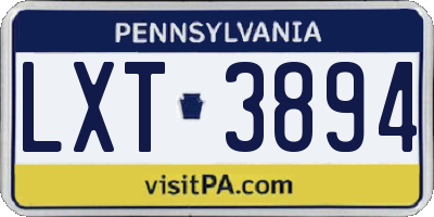 PA license plate LXT3894