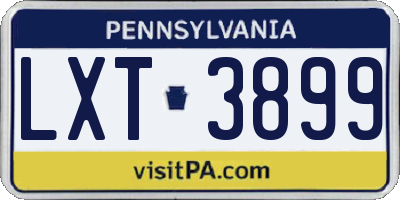 PA license plate LXT3899