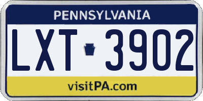 PA license plate LXT3902